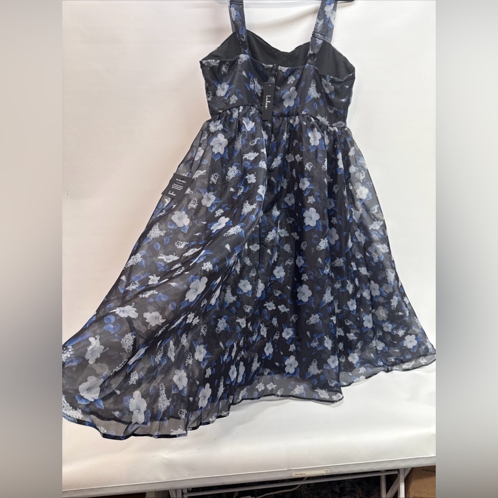 NWT Lulus Delightful Look Black Floral Print Bustier Midi Skater Dress Sz‎ XXL - Picture 10 of 16